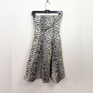 Notice animal printed cheetah brown tan strapless fit and flare dress size XS